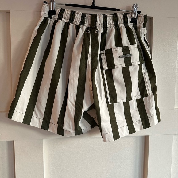 Sunny Patoche Striped Green and White Swim Trunks Retail $148 - Picture 2 of 7